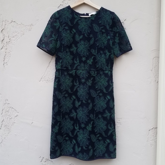 Tory Burch Dresses & Skirts - Tory Burch Green Mesh Floral Fishnet Dress Size 10